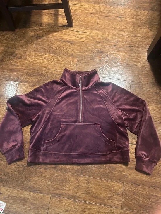 Lululemon Oversized Funnel-neck Half zip scuba velvet garnet red -XL/XXL NWOT - Picture 8 of 14